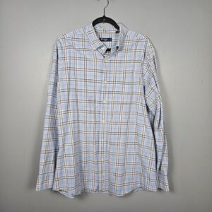 Cremieux Mens XL Plaid Button Down Shirt Long Sleeve Cotton Preppy Blue Classic